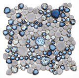 Mosaic Porcelain Tile Mancala Pebble Series - Blue Gray