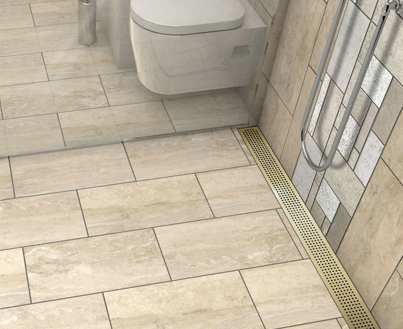 Quartz Linear Shower Drain Quadrato - Satin Brass
