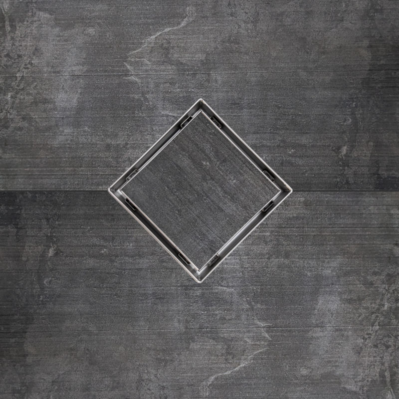 SereneDrains Square Shower Drain Tile Insert Brushed Stainless 4