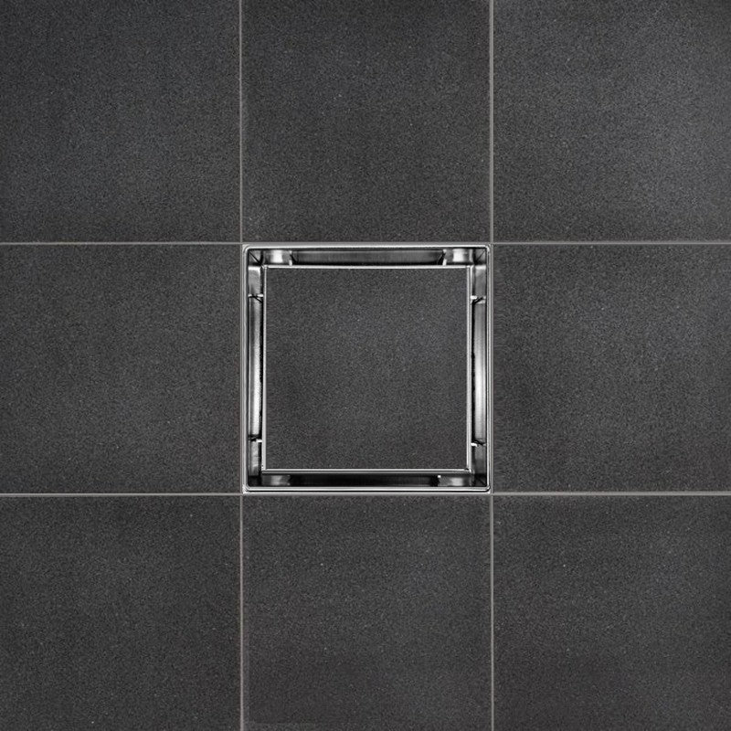 SereneDrains Square Shower Drain Tile Insert Brushed Stainless 4