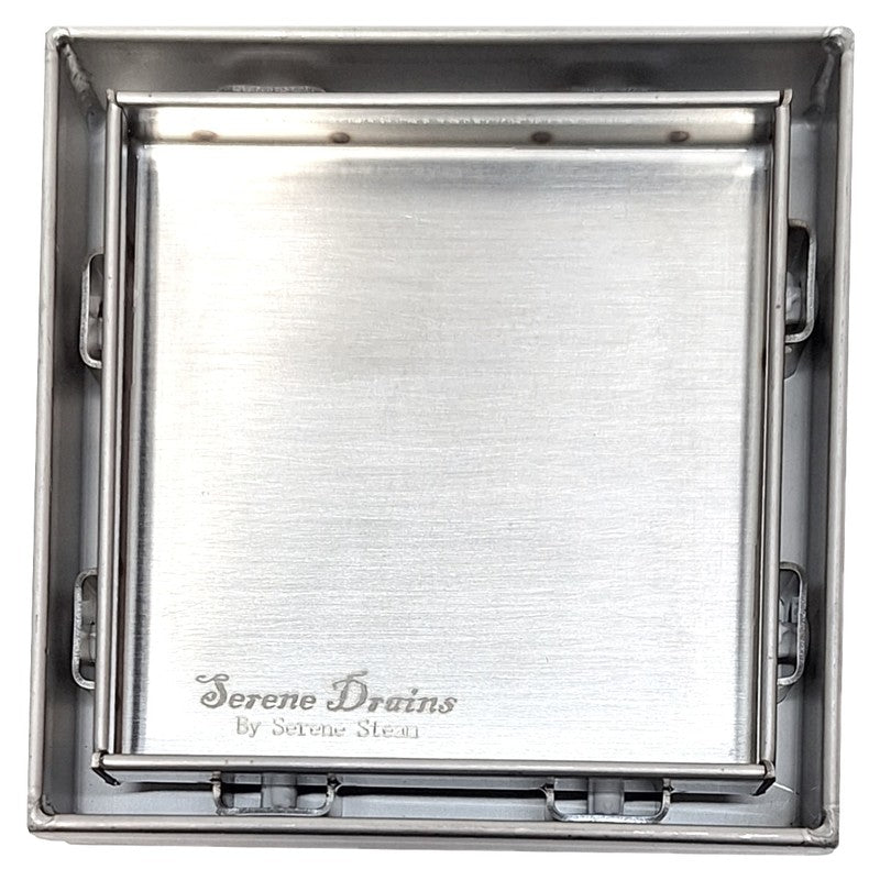 SereneDrains Square Shower Drain Tile Insert Brushed Stainless 4