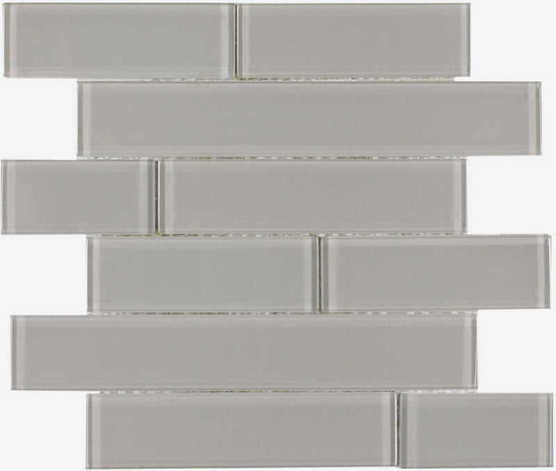 Mosaic Linear Glass Tiles Grey Shining 2 x 6