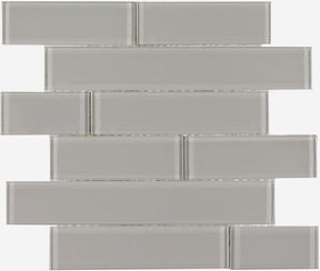 Mosaic Linear Glass Tiles Grey Shining 2 x 6