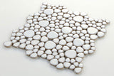 Mosaic Porcelain Tile Mancala Pebble Series - Snow White