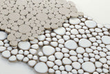 Mosaic Porcelain Tile Mancala Pebble Series - Snow White