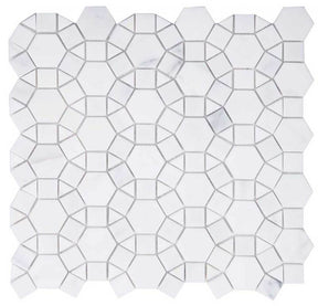 Mosaic Calacatta Marble Circular Shape - White