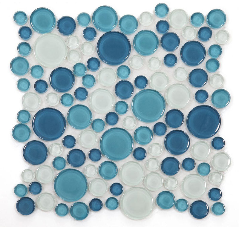 Circular Glass Tile Series - Ocean Sky
