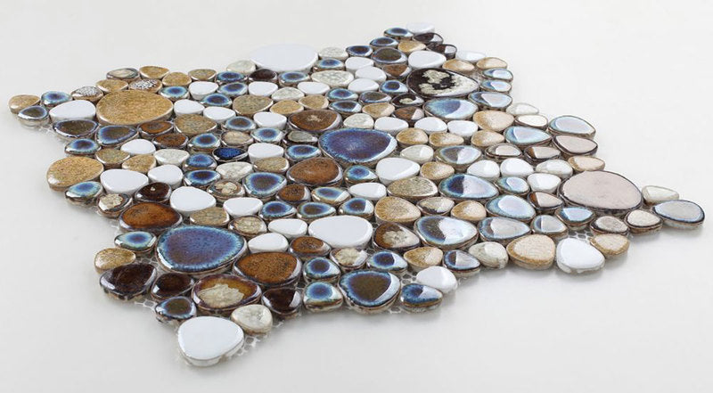 Mosaic Porcelain Tile Mancala Pebble Series - Mango