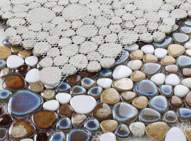 Mosaic Porcelain Tile Mancala Pebble Series - Mango