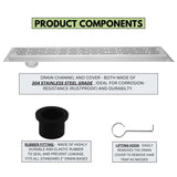 SereneDrains Linear Shower Drain Offset Outlet Broken Lane - Brushed 59