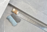 SereneDrains Linear Shower Drain Offset Outlet Broken Lane - Brushed 59