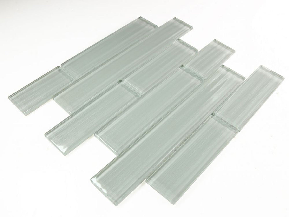 Mosaic Linear Glass Tiles Silver Grey - Multi Size