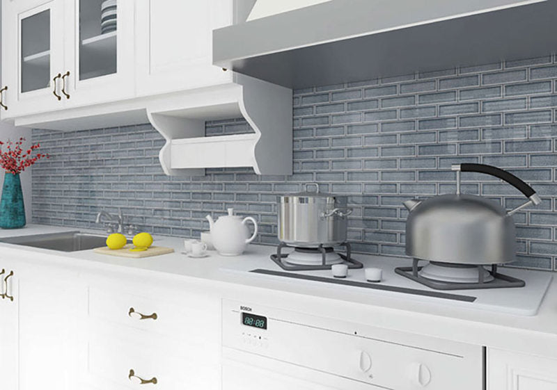 Crackle Glass Porcelain and Glass Interlock - Blue Canal