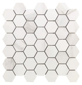 Mosaic Rectified Italian Porcelain Calacatta Hexagon - Gold