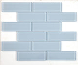 Mosaic Linear Glass Tiles Sky Blue 2 x 6