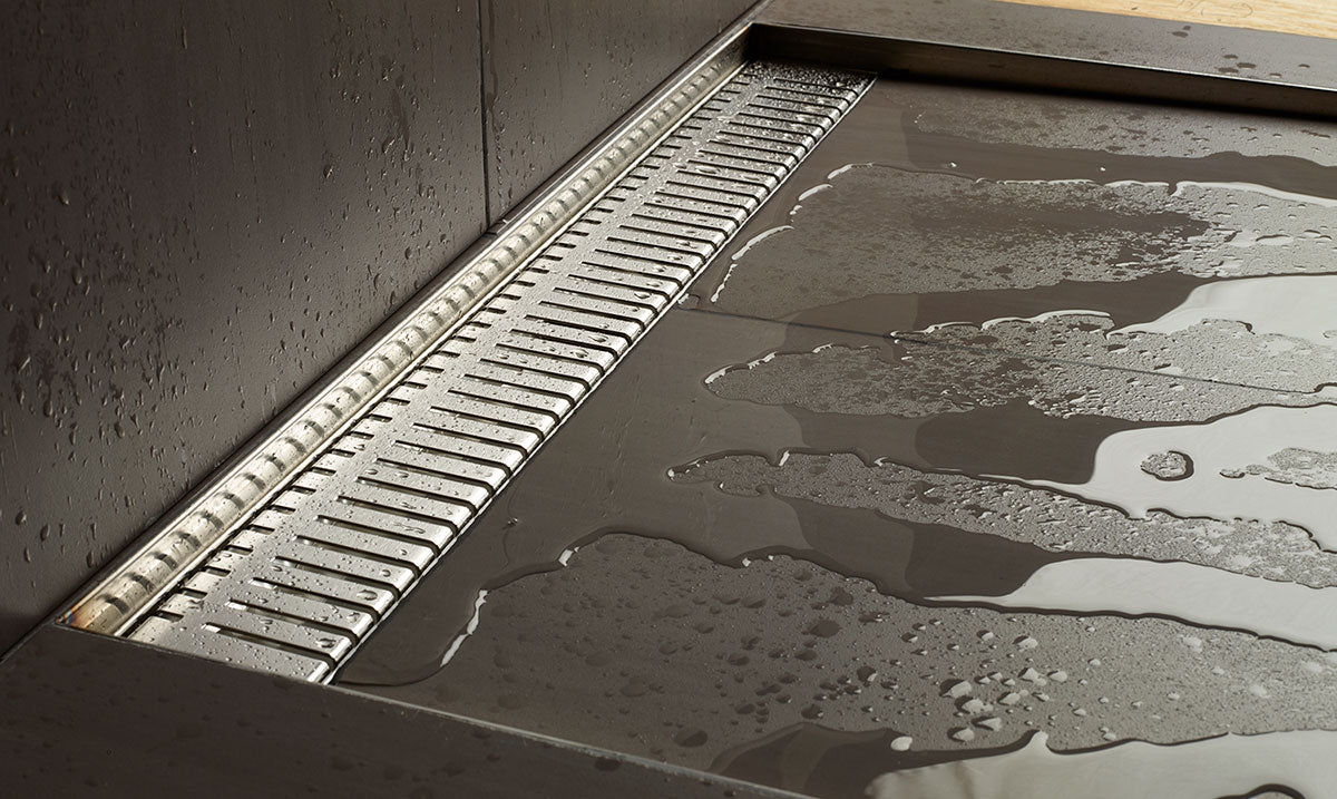 Quartz Linear Shower Drain Brushed Stainless - Piano 60