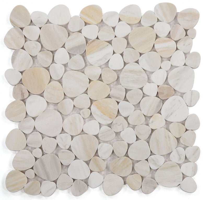 Marble Pebbles Mosaics Heart Shape - Wood