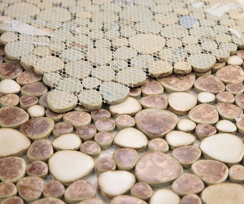 Mosaic Porcelain Tile Mancala Pebble Series - Earth