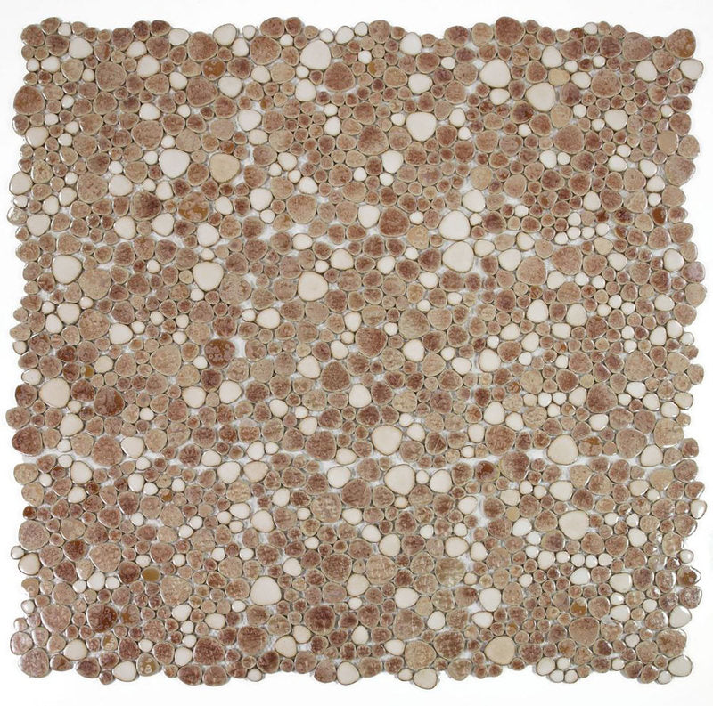Mosaic Porcelain Tile Mancala Pebble Series - Earth