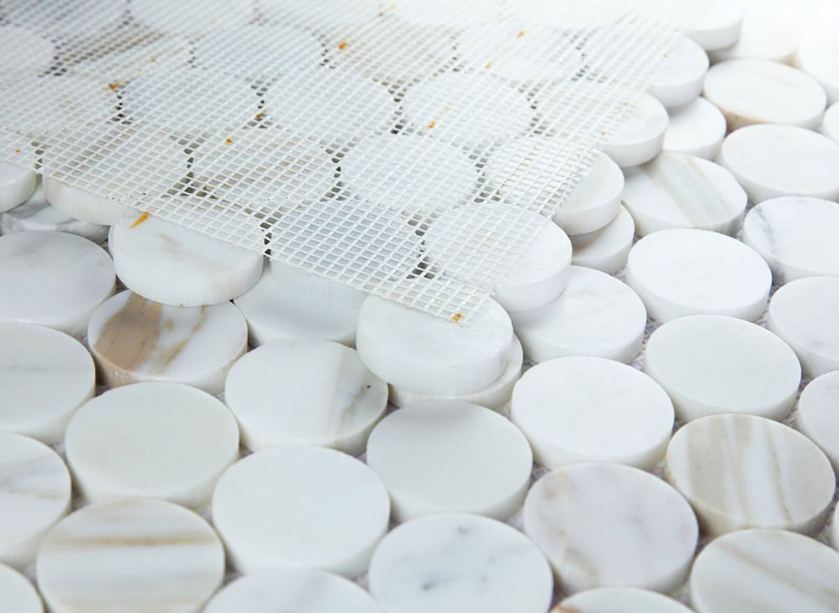 Mosaics Marble Penny Series - Calacatta White Gold 2x2