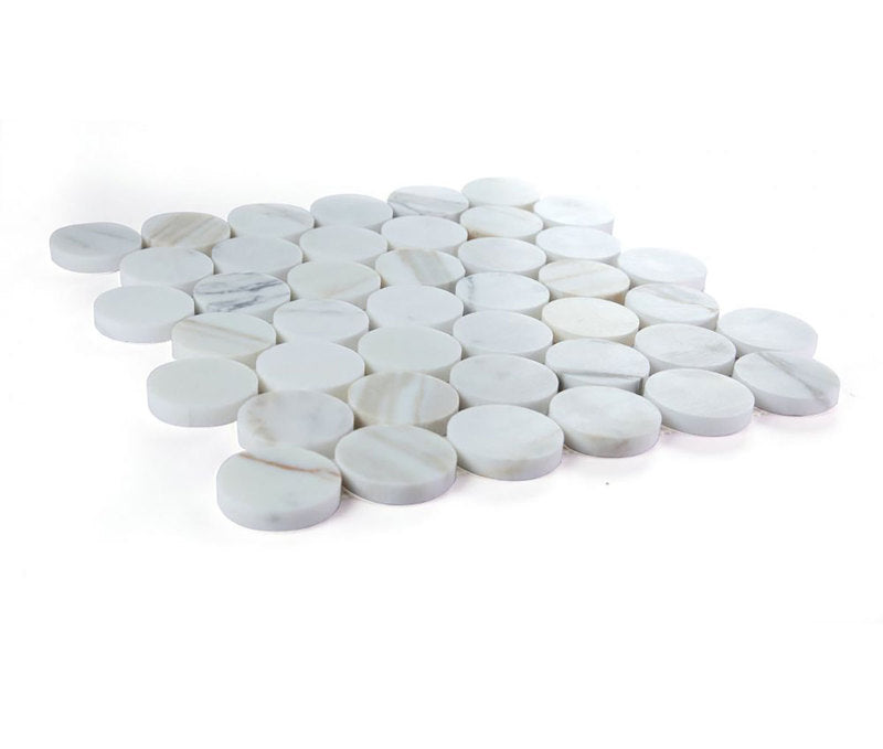 Mosaics Marble Penny Series - Calacatta White Gold 2x2