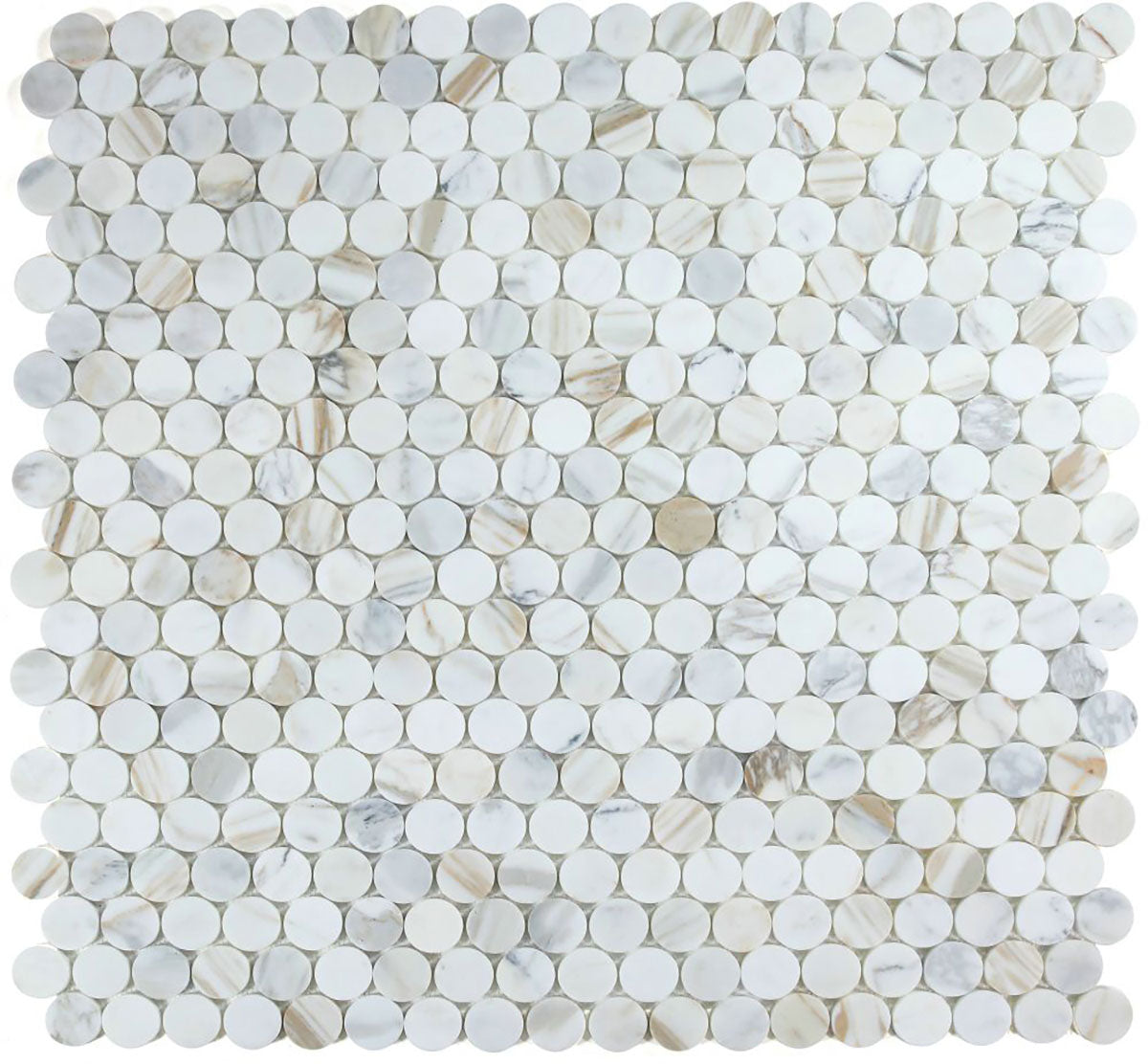 Mosaics Marble Penny Series - Calacatta White Gold 2x2