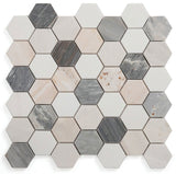 Mosaics Marble Thassos Hexagon - Blue Marble