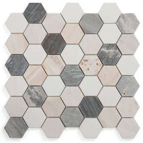 Mosaics Marble Thassos Hexagon - Blue Marble