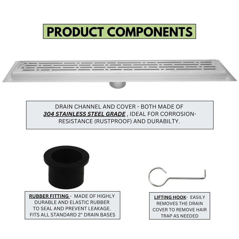 SereneDrains Linear Shower Drain Broken Lane Brushed 35