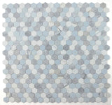 Mosaics Marble Carrara Hexagon - River Blue