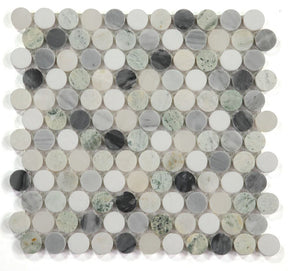 Mosaics Marble Penny Series - Green White Grey Black