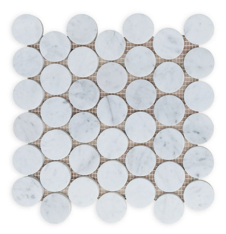 Mosaics Marble Penny Large - Carrara White 2x2