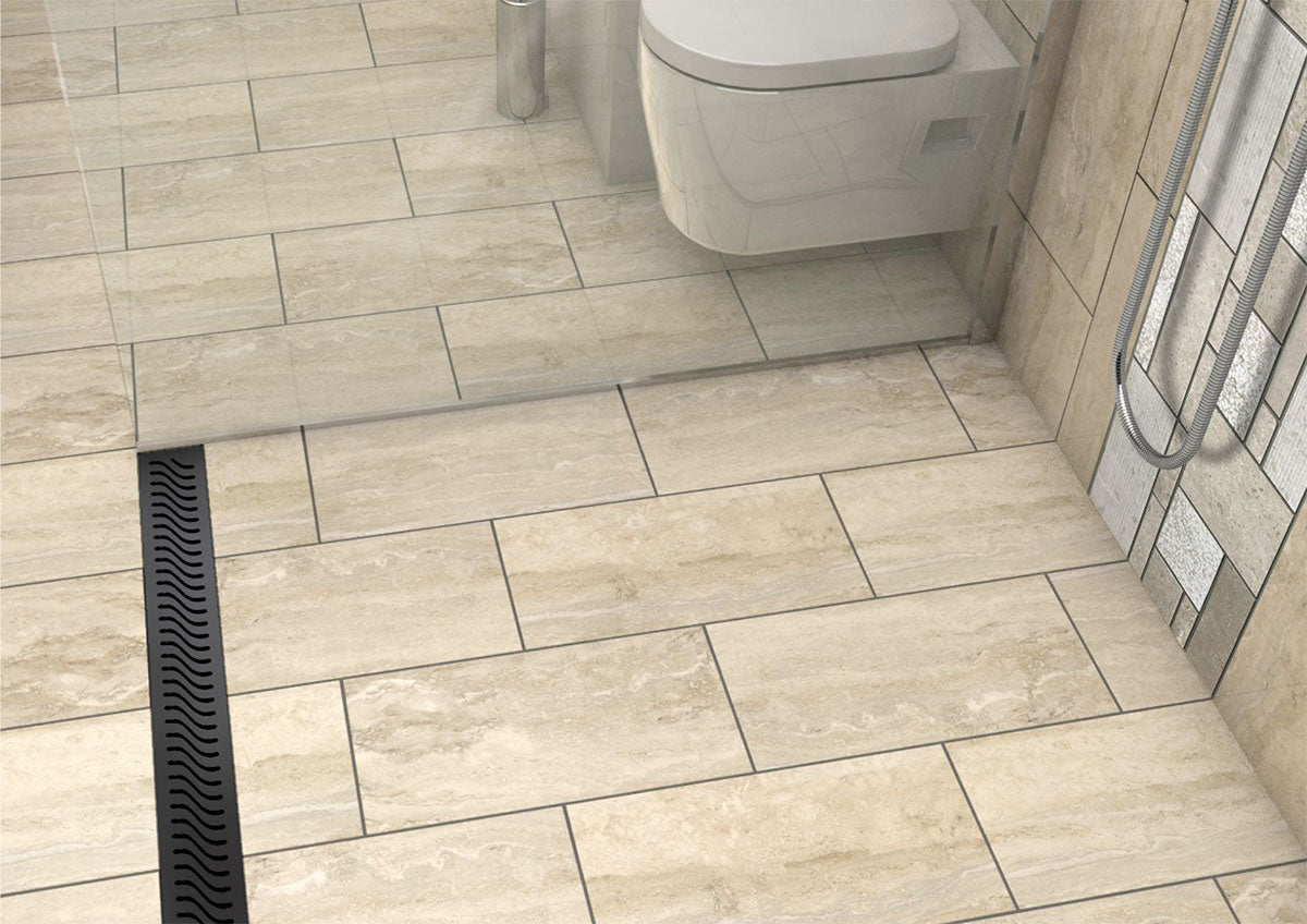 Quartz Linear Shower Drain Matte Black - Flag 60