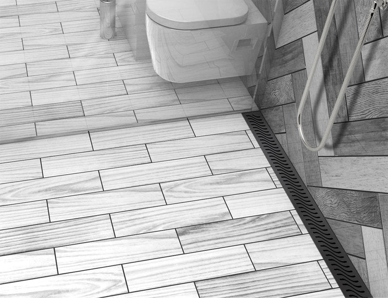 Quartz Linear Shower Drain Matte Black - Flag 60