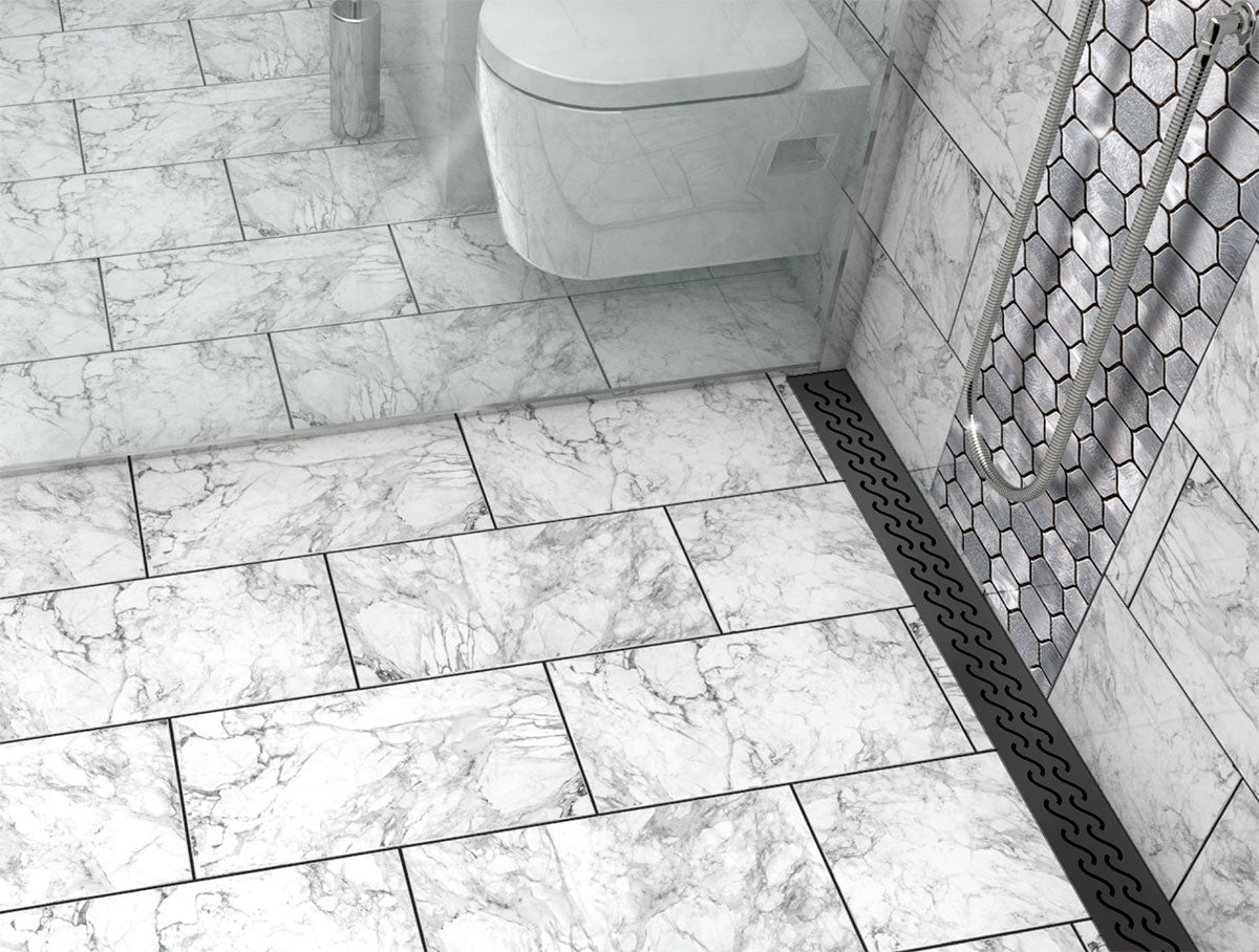 Quartz Linear Shower Drain Matte Black - Hawaii 28