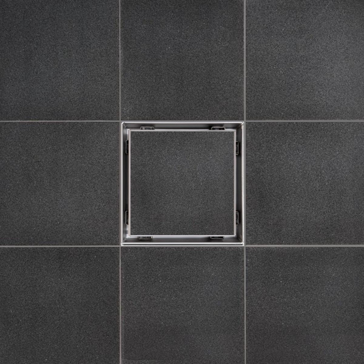 SereneDrains Square Shower Drain Tile Insert Brushed Stainless 6