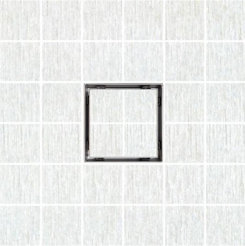 SereneDrains Square Shower Drain Tile Insert Brushed Stainless 6