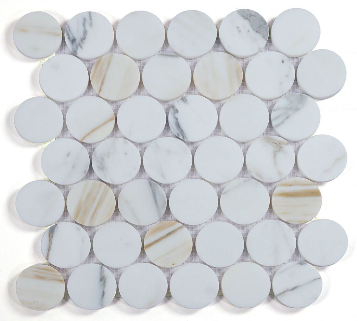 Mosaics Marble Penny Series - Calacatta White Gold 2x2