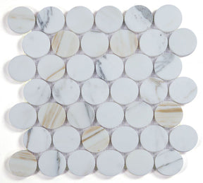 Mosaics Marble Penny Series - Calacatta White Gold 2x2