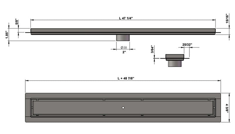 SereneDrains Linear Shower Drain Tile Insert Brushed Nickel 47