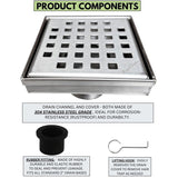 SereneDrains Square Shower Drain Traditional Square 4 Brushed