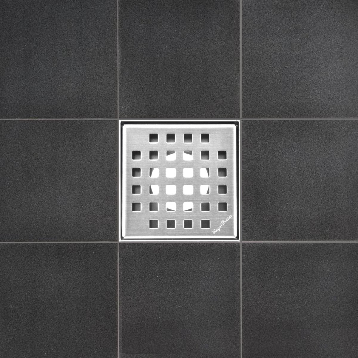 SereneDrains Square Shower Drain Traditional Square 4 Brushed