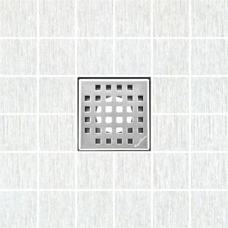 SereneDrains Square Shower Drain Traditional Square 4 Brushed
