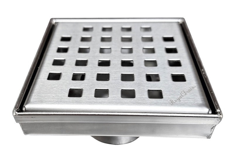 SereneDrains Square Shower Drain Traditional Square 4 Brushed