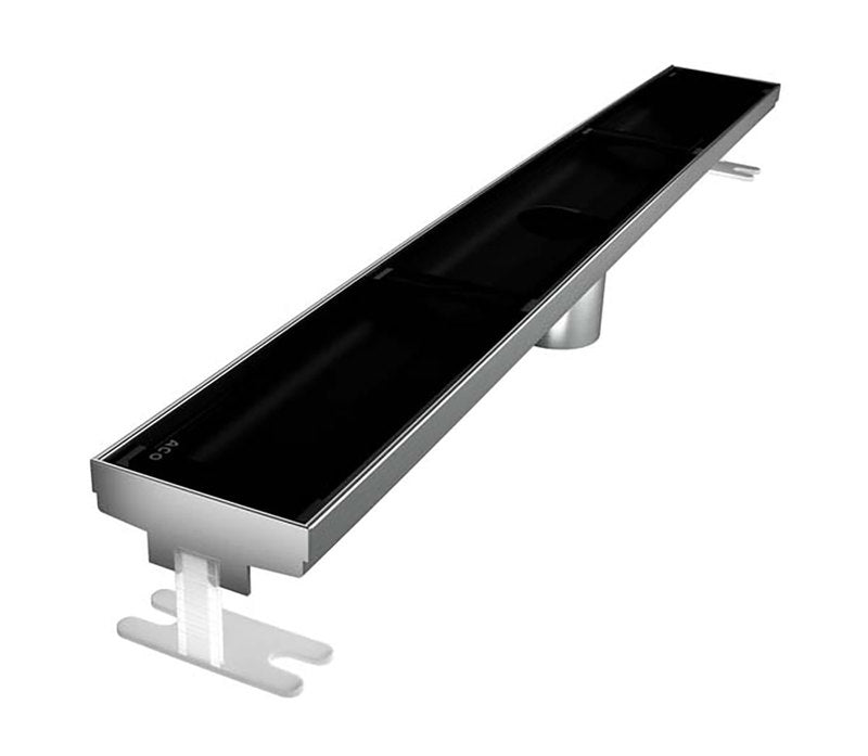 Quartz Linear Shower Drain Glass - Black Finish