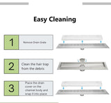 Linear and Square Shower Drain Hair Trap Stainless Steel