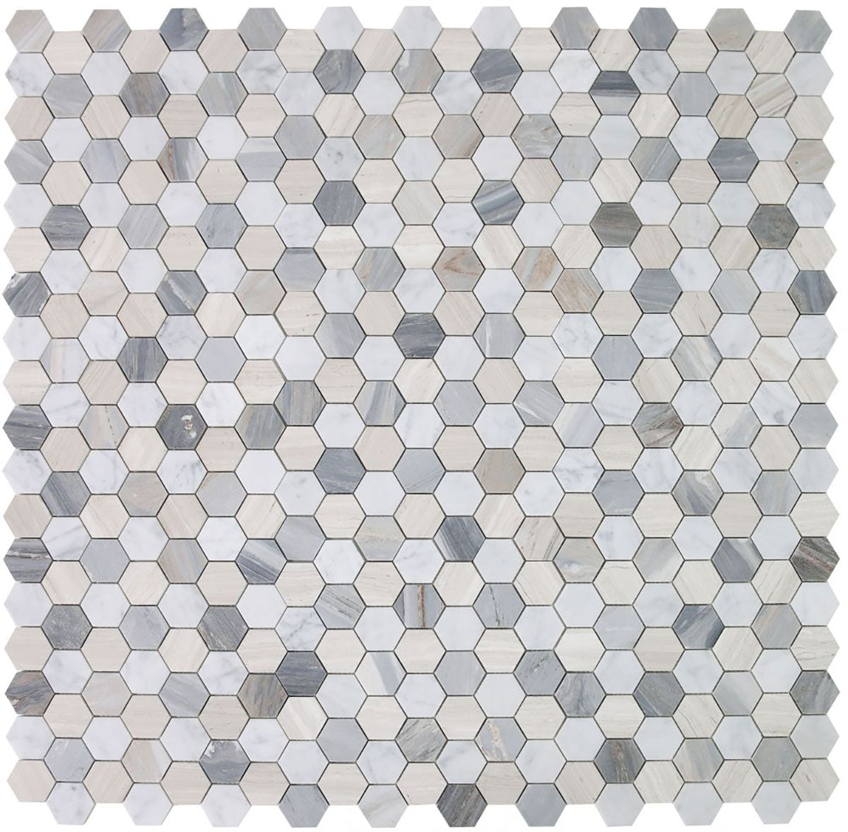Mosaics Marble Carrara Hexagon 2x2 - Blue