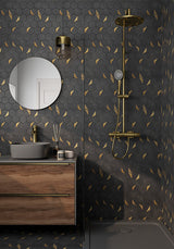 Mosaic Hexagon Nero Marquina Marble with Metal - Black Gold