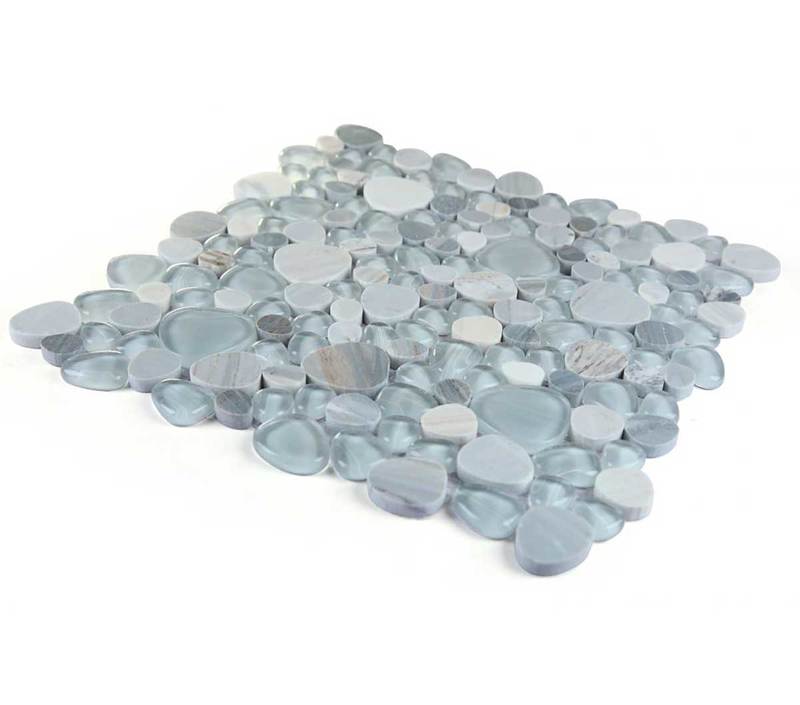 Mosaic Marble and Glass in Pebble look - Blue