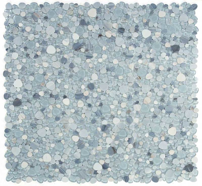 Mosaic Marble and Glass in Pebble look - Blue